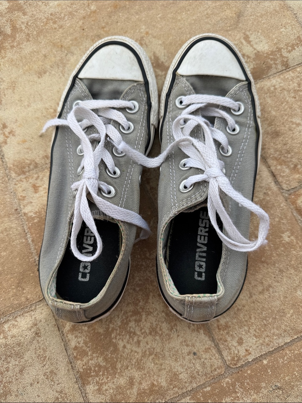 Converse Low Top Canvas Sneakers in Gray and White